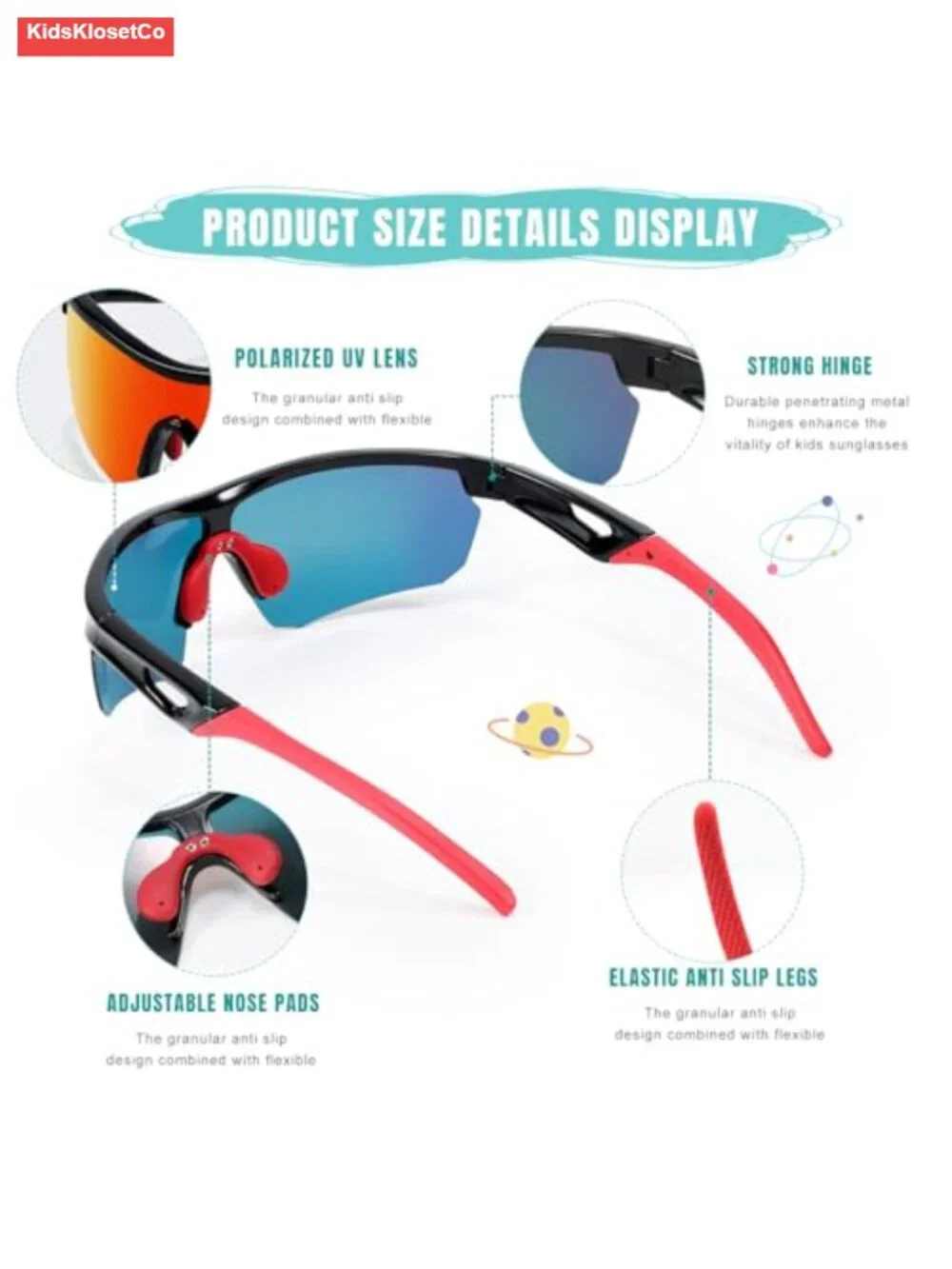 Polarized Kids Sunglasses for Baseball Cycling Sports
